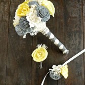 Custom Handmade Wedding Bouquet -Yellow Gray Ivory Bridal Bouquet, Keepsake Bouquet, Elegant Wedding