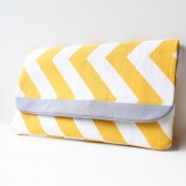 Clutch Purse, Yellow Chevron with Grey