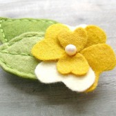 Felt Yellow Flower Barrette with Leaves