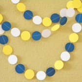 Nautical Wedding Yellow Navy White Party Decoration Paper Garland Birthday Party, Nursery, Baby or Bridal Shower 10 feet