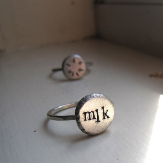 handmade wedding silver initial ring