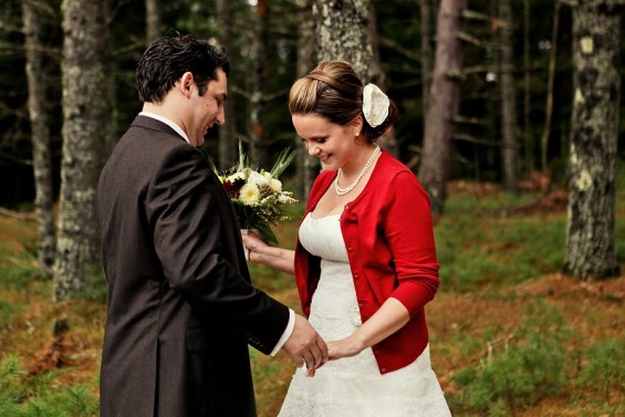bride with cardigan