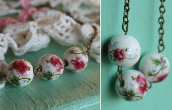 floral antique brass necklace