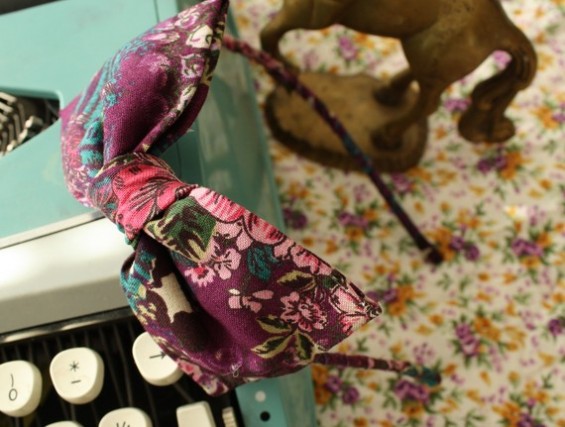 floral print bow headband