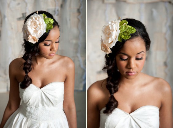 hair-flower-with-green-leaves hair flower with green leaves and large peony by tessa kim