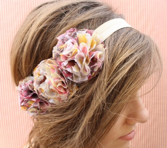halo headband with rosettes