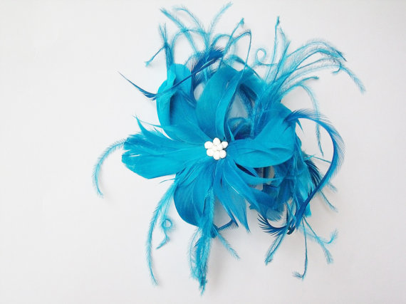 corrineoneill colorful bridal fascinators - something blue feather accessory