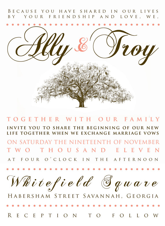live oak wedding invitation live oak wedding invitation
