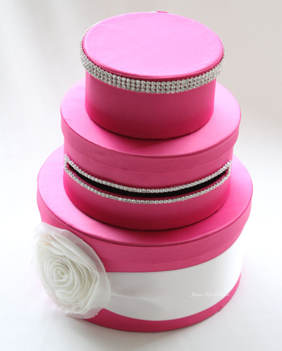 hot pink wedding card box by jamie kim designs