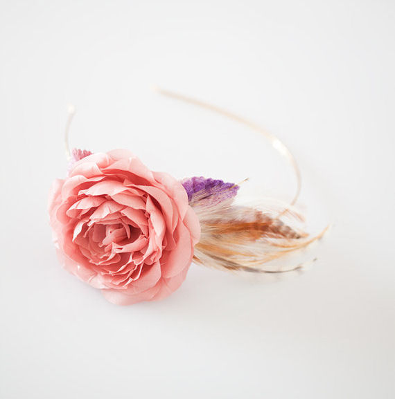 This handmade bridal headband by Sibo Designs named'Rose Romance' is 