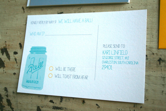 mason jar wedding invitation You can customize the design colors 