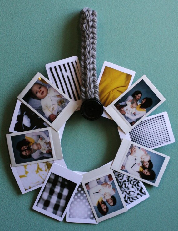polaroid wedding ideas - polaroid photo wreath