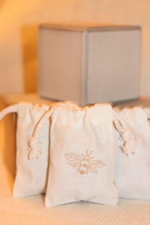 honey themed wedding stamped favor bags