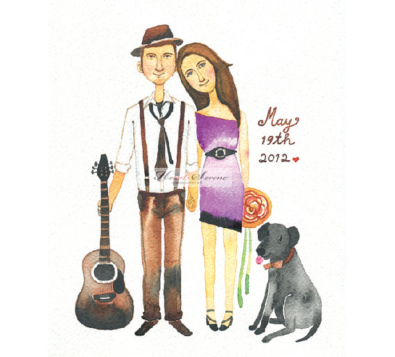 watercolor custom couple artwork