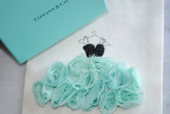 fancy Tiffany's bridal shower muslin bags by Lovey by Elle 