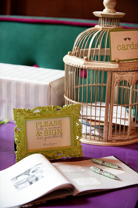 A bird cage card holder is one of our favorite alternatives to a traditional