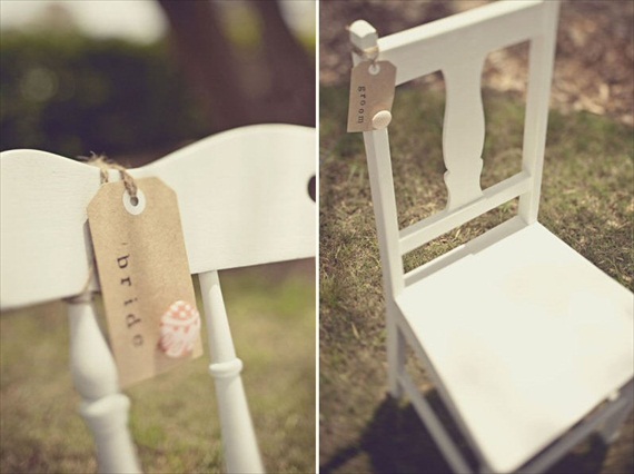 kraft bride and groom chair tags