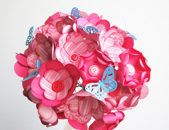hot pink blue wedding