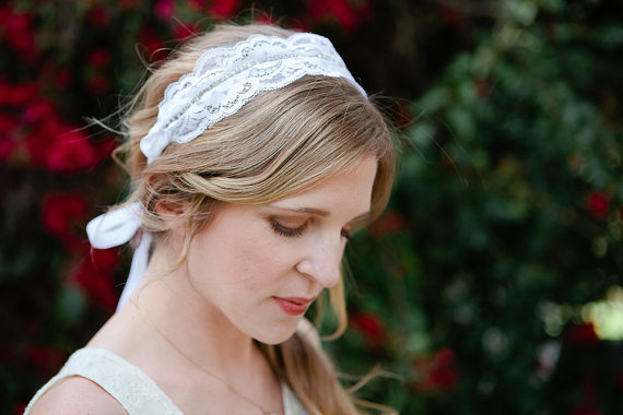 5 Skip the Veil Styles 1 Lace Rhinestone Bridal Headband or Sash