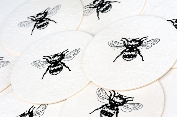 Bumble bee coasters perfect for a honey themed wedding 