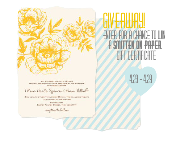 by smitten on paper Wedding Giveaway 100 Gift Certificate