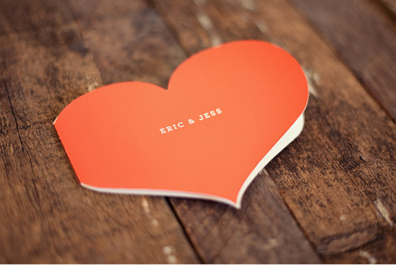 We love the new heart wedding invitation at Ello There featuring a folded 