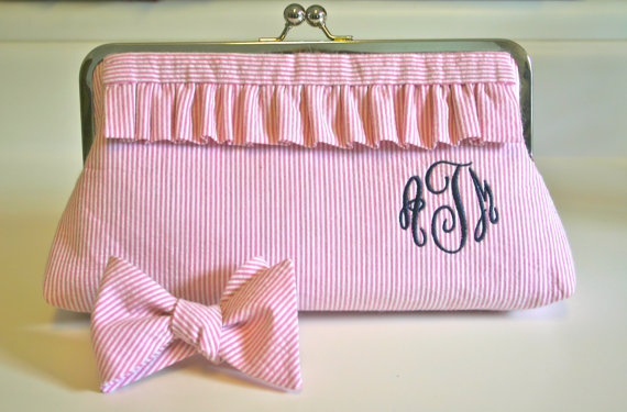seersucker clutch purse
