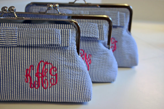 seersucker clutch purse