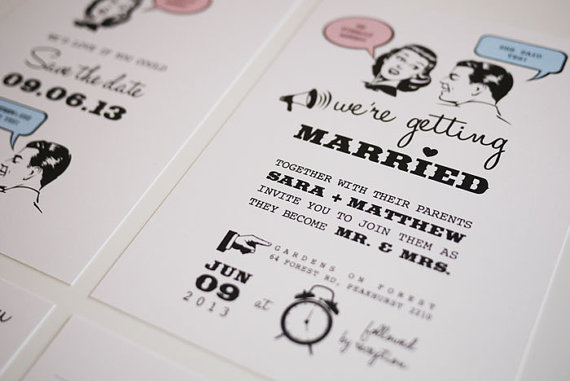 retro wedding invitations