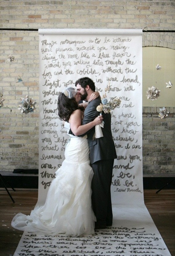 ceremony backdrops - words written on paper roll