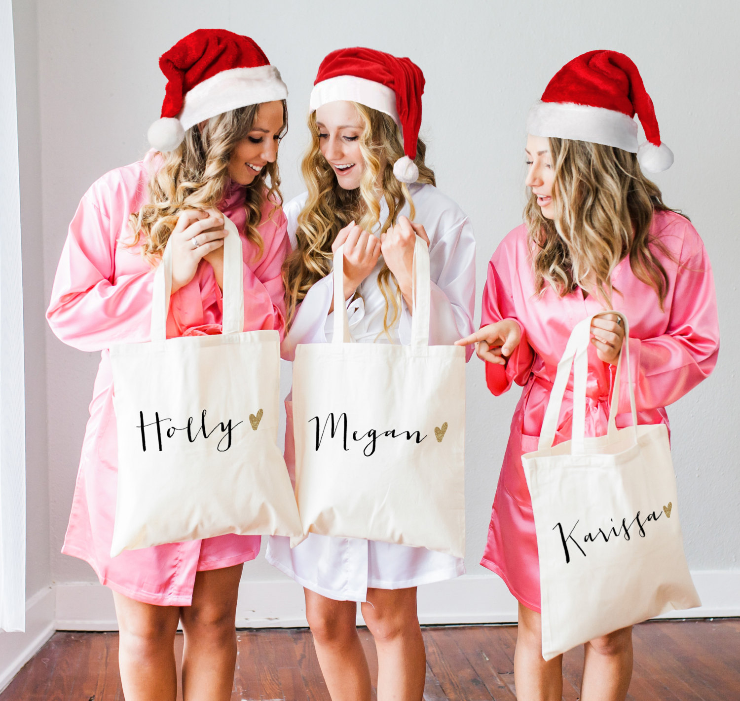 Personalized Tote Bags for Bridesmaids in Cute Font & Heart Detail | EB