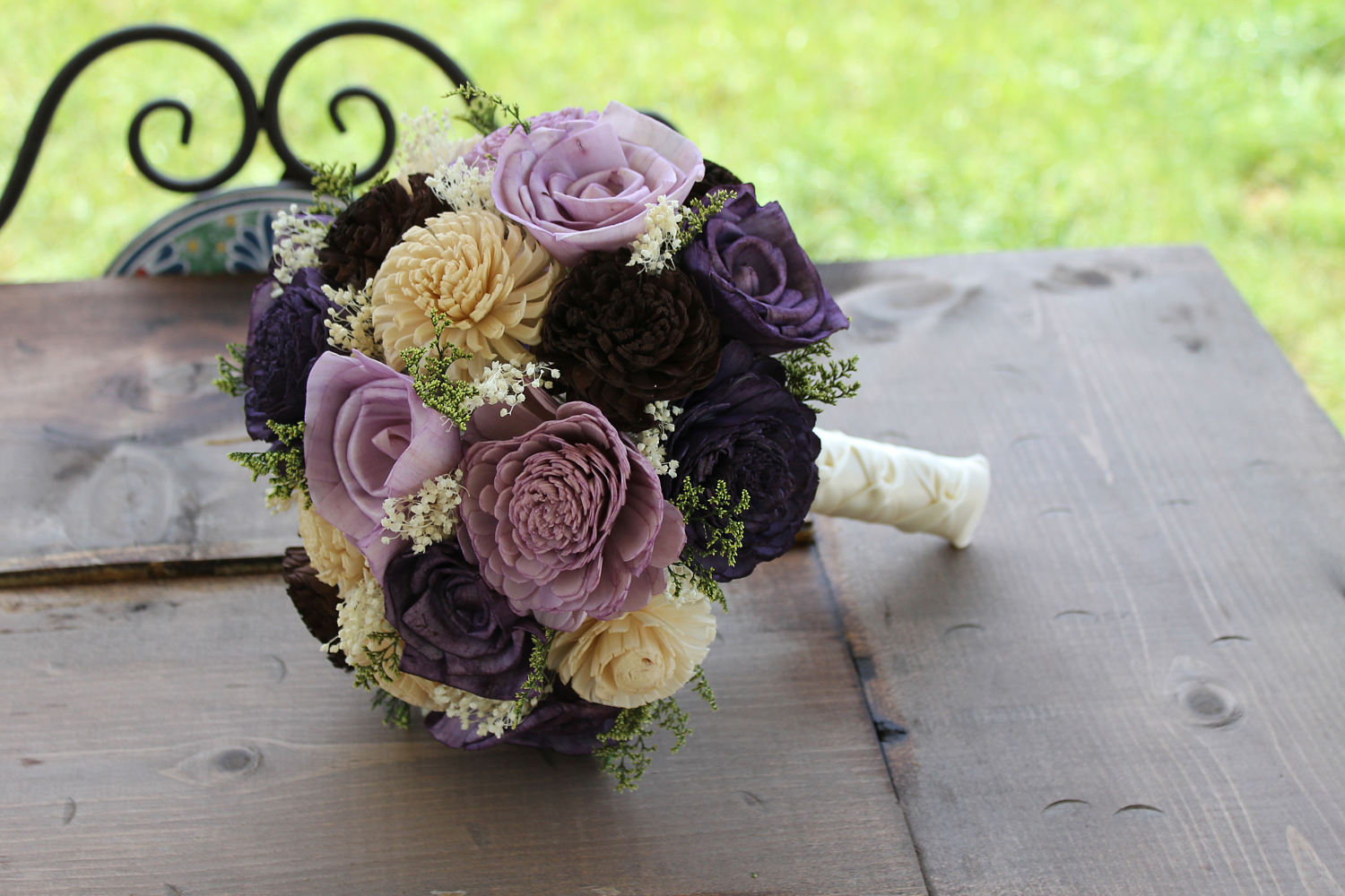 Purple And Grey Wedding Bouquet With Sola Flowers Emmaline Bride 7748