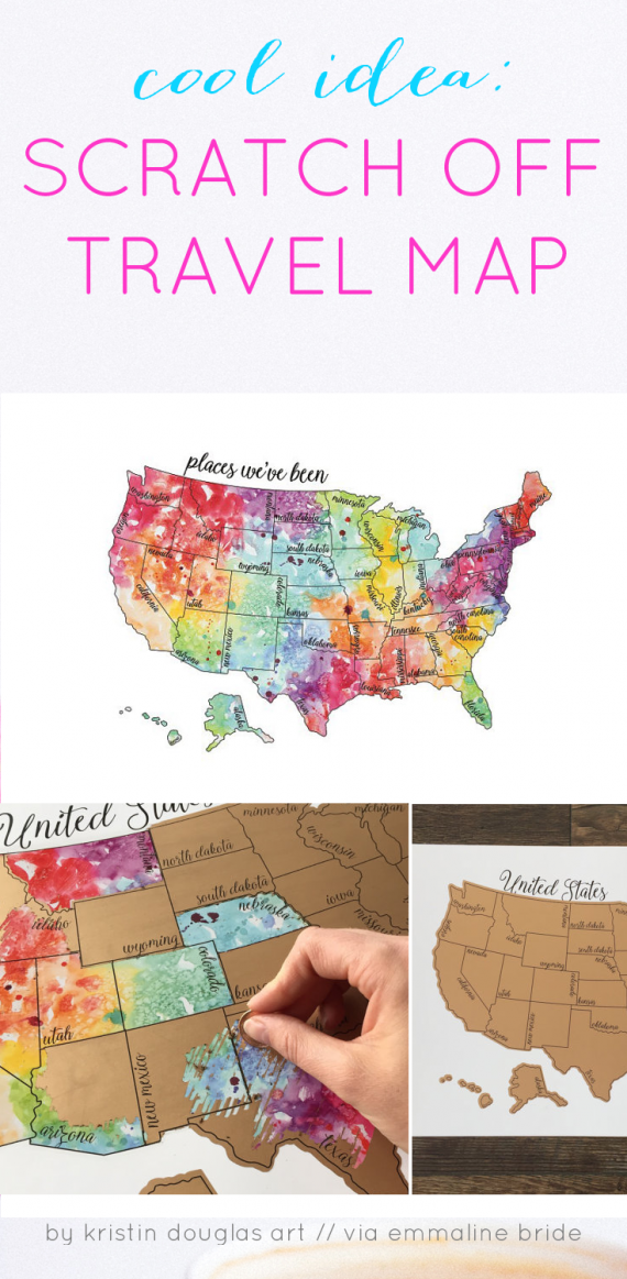 Scratch Off Map for Travel - Handmade-a-Day  Emmaline Bride®