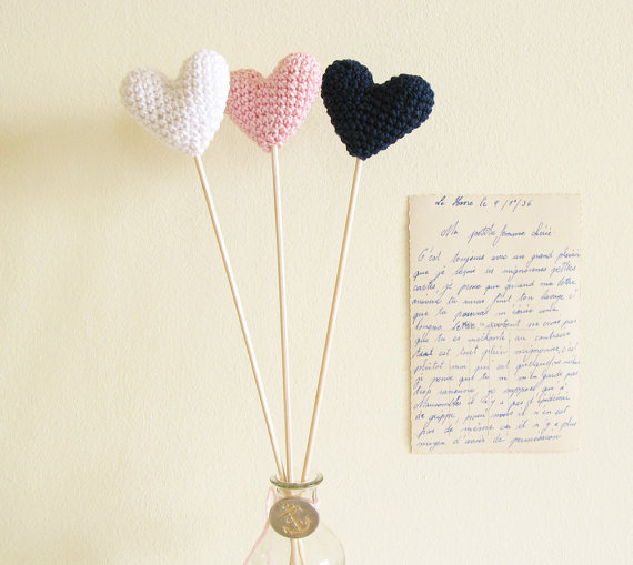 heart cake toppers by Cherry Time via Emmaline Bride