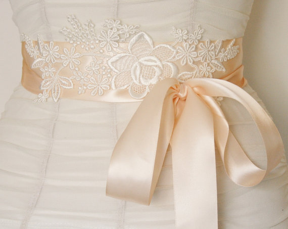 lace bridal sash satin