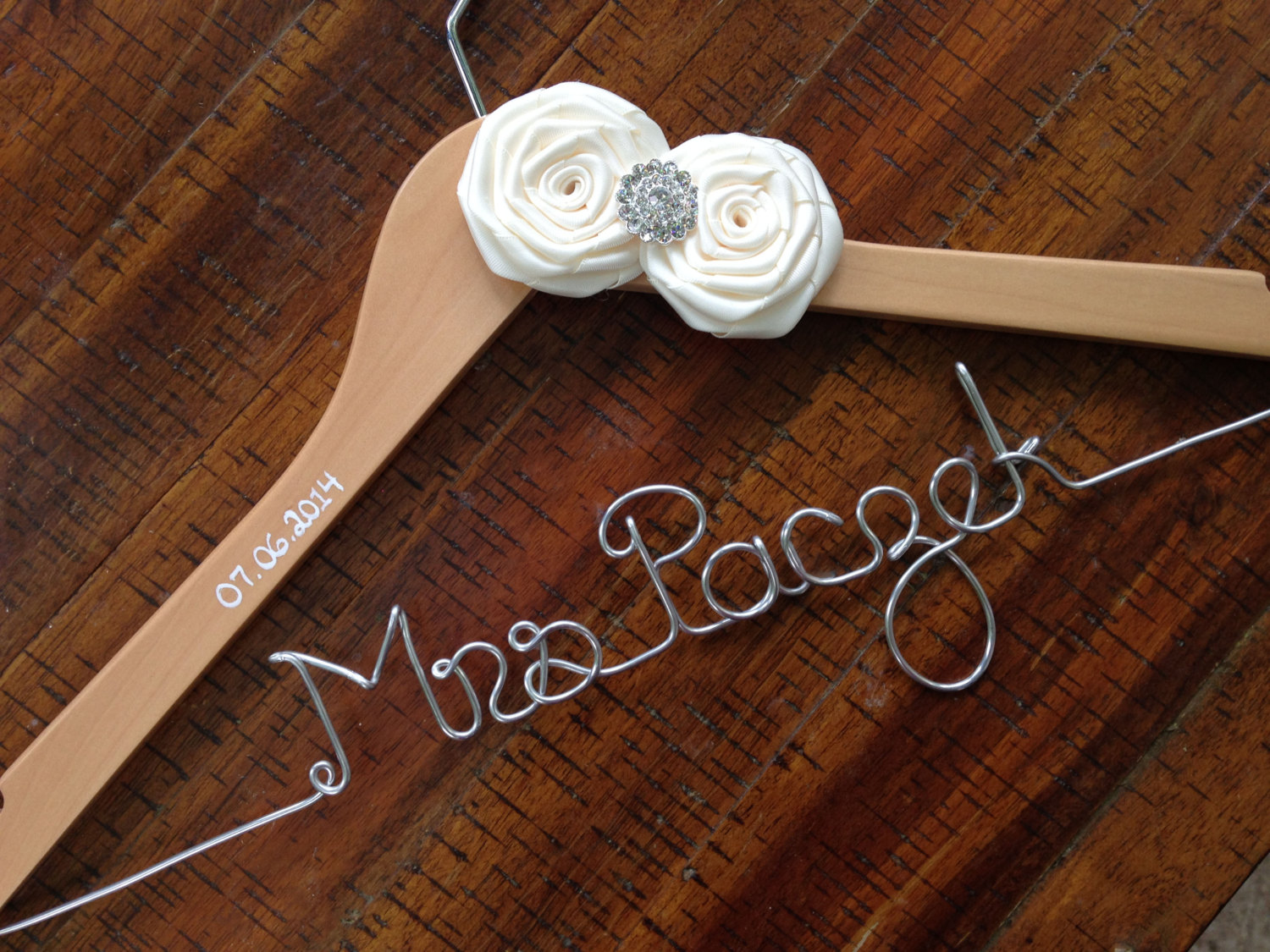 Wedding Hanger with Name and Date Deighan Design