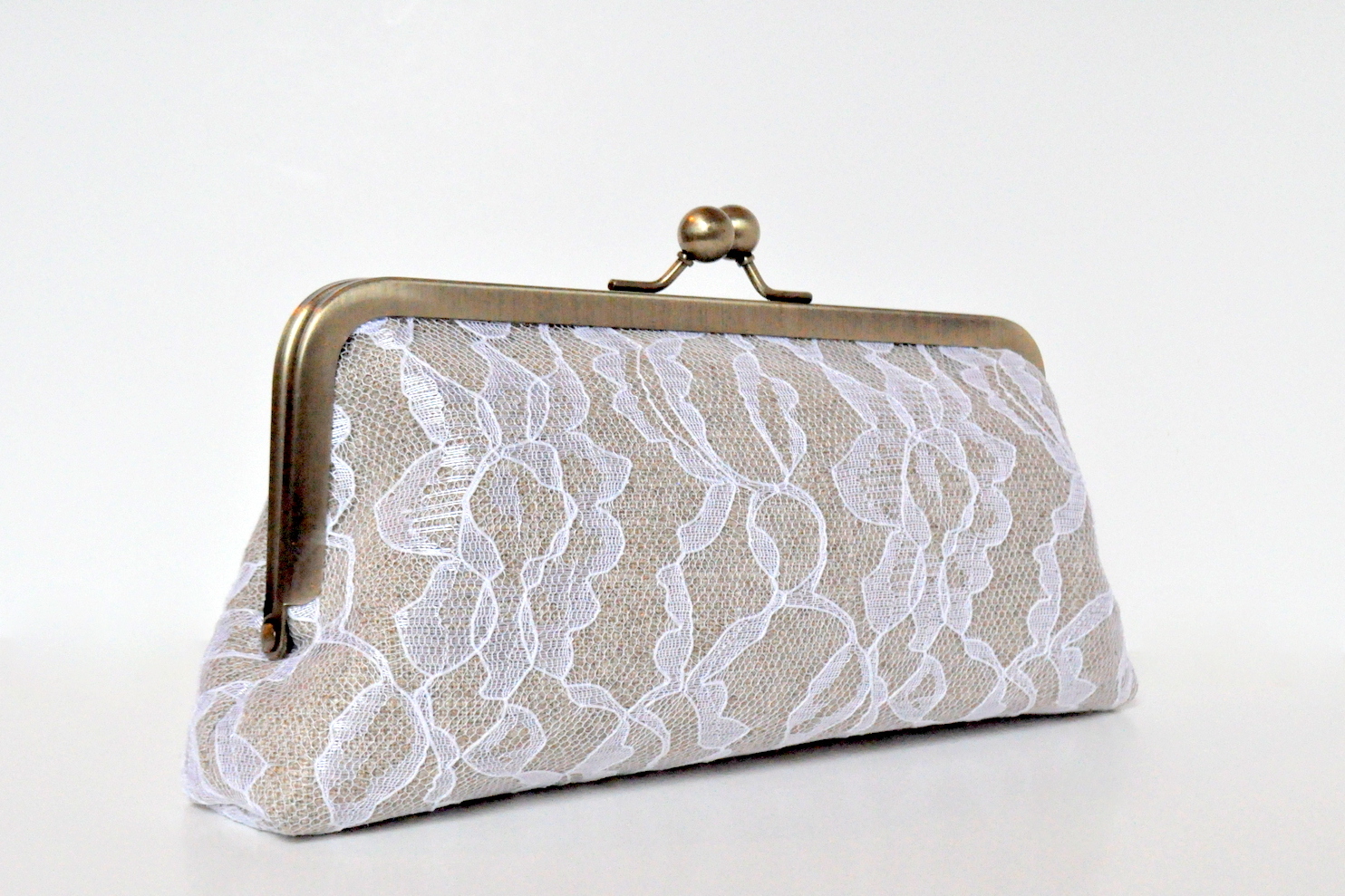 linen & lace custom clutch