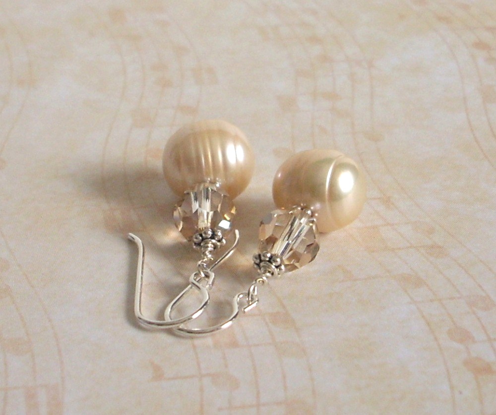 Kismet Freshwater Pearl, Swarovski Crystal and Sterling Silver Earrings