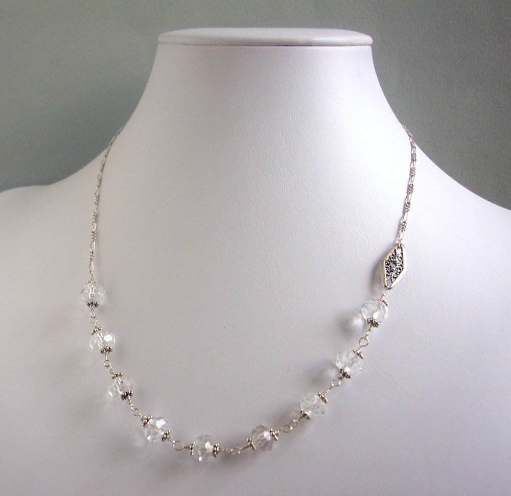 Pristine Clear Quartz and Sterling Silver Necklace