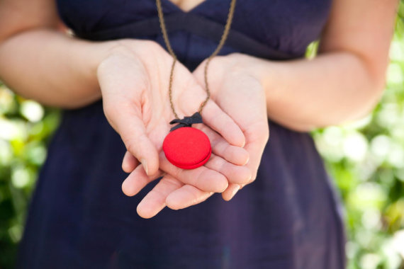 chalkboard locket necklace in red with tiny bow