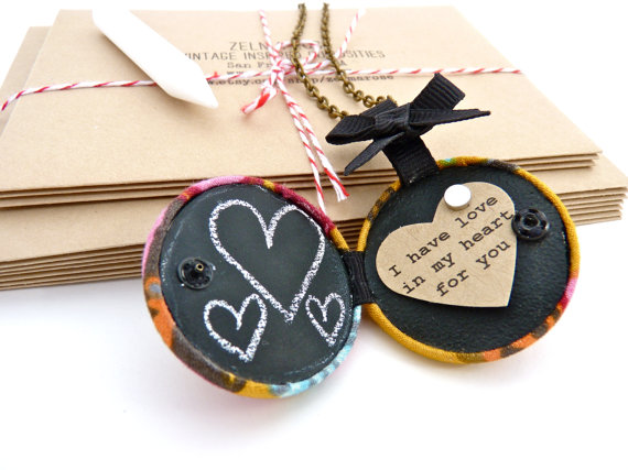 chalkboard locket necklace