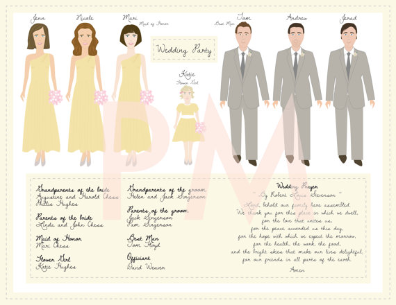   bridal party program illustration