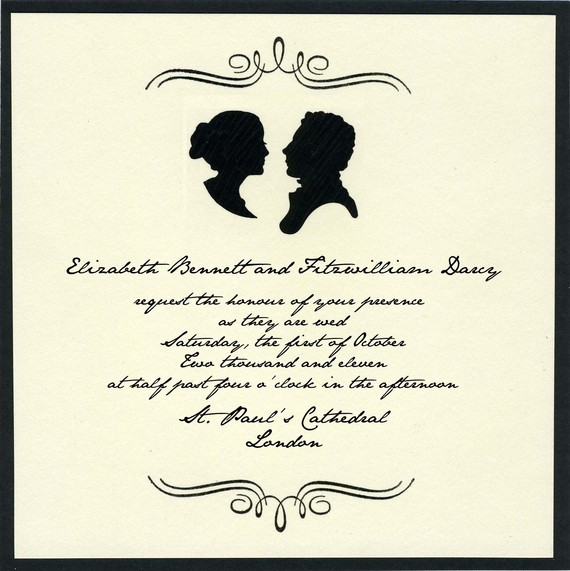 elizabeth and darcy wedding invitation