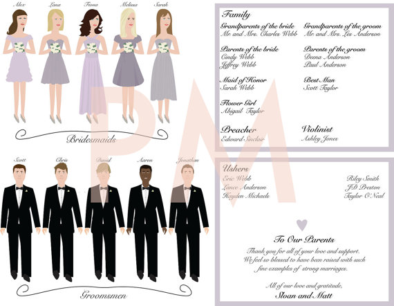 bridal party illustrations (by paper maids)