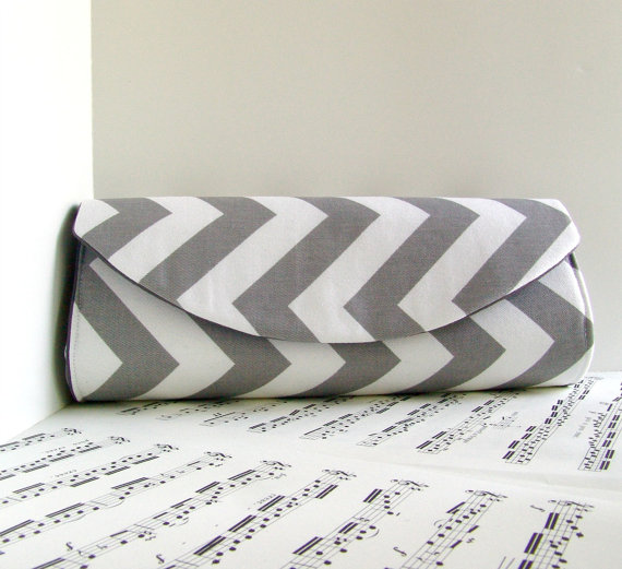 gray chevron clutch