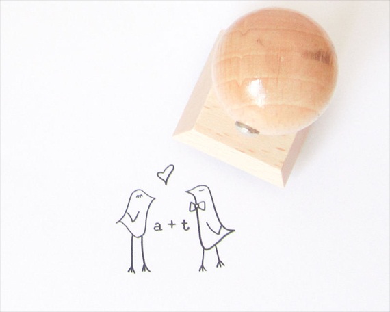 love birds wedding stamp