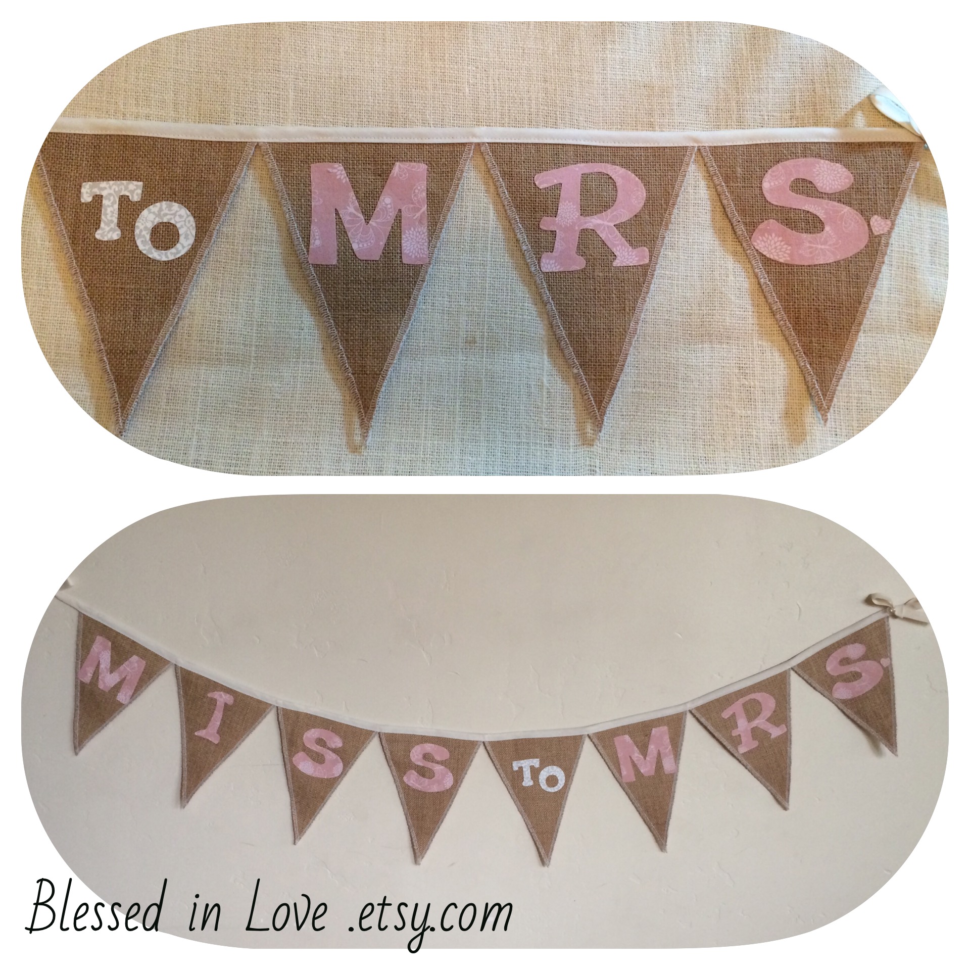 Miss to Mrs. burlap banner