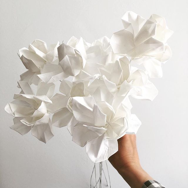 White Wedding Silk Flowers Origami Flowers Origami Bouquet Handmade Flowers Handmade