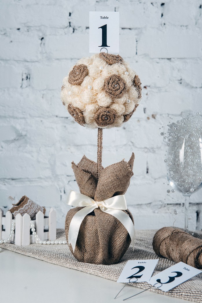 Wedding Centerpiece Rustic Table Decor Ivory Wedding Pomander