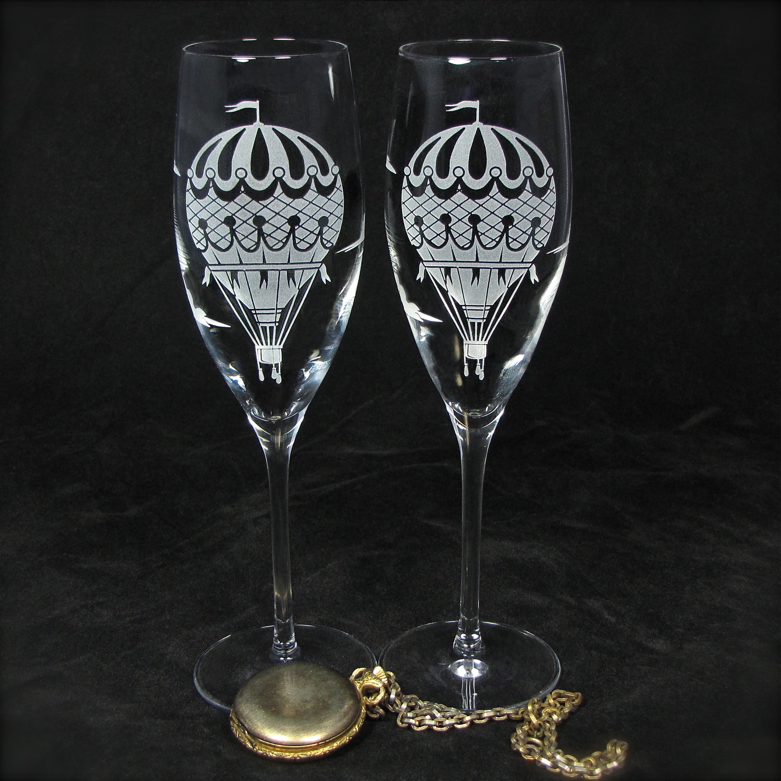 Hot Air Balloon Champagne Flutes, Travel Inspired Wedding